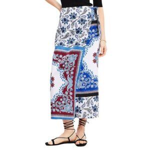 Loft Women's White Tiled Wrap Midi Skirt Size 2 - 36164